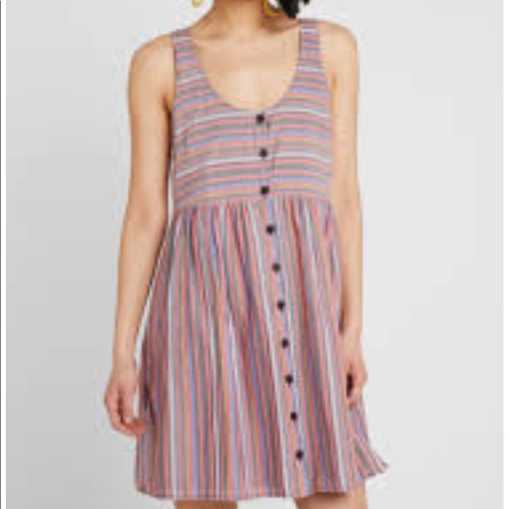 Madewell scoop neck tank dress in rainbow stripe